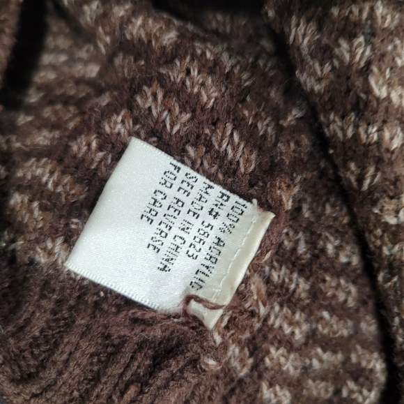 Carducci Knit Poncho Collar Button sweater Brown Shrug Women’s Sz L - Picture 8 of 10